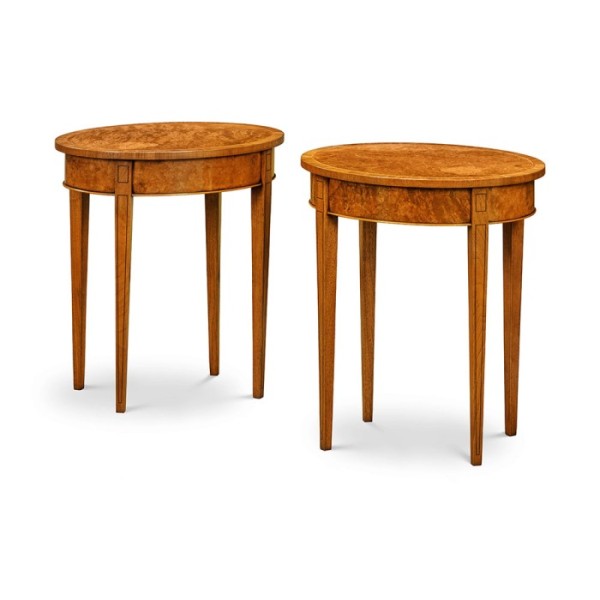 AMC 57 Pair of Oval Occasional Tables Burr Walnut
