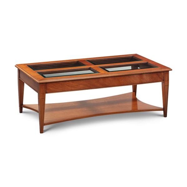 AMC 58 Glass Top Coffee Table Mahogany