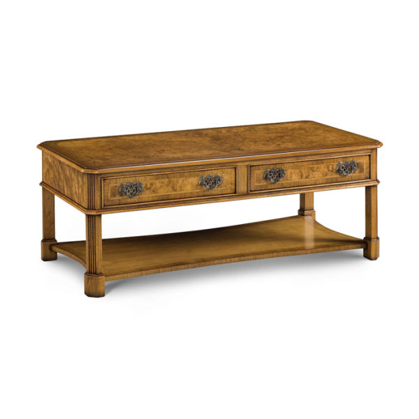 AMC 302 Canted 2 Drawer Coffee Table Burr Walnut