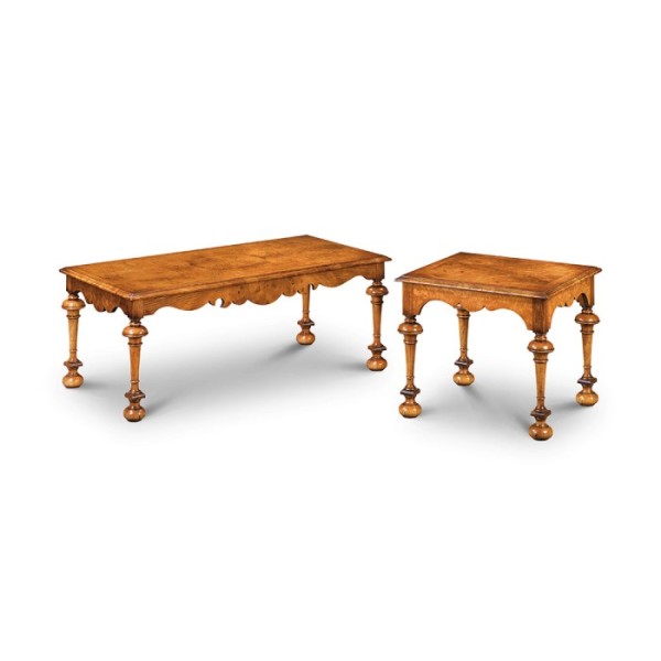 AMC 424 William & Mary Coffee Table  AMC 425 William & Mary End Table Burr Walnut