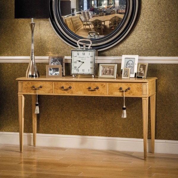 AMC 67 3 Drawer Console in Burr Oak