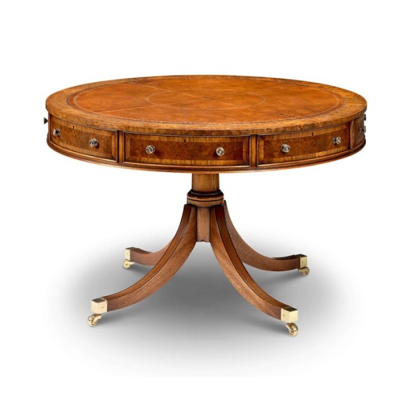 AMC 404 Drum Table with Skiver top Burr Walnut